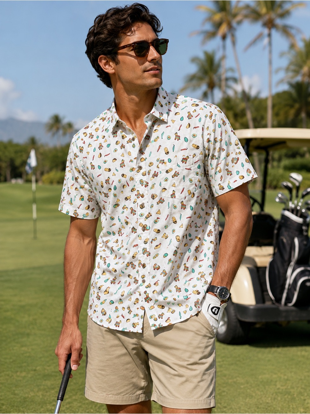 Sovereign Code Taco Party Button Up Shirt Men’s Large Golf Fiesta Casual NWT